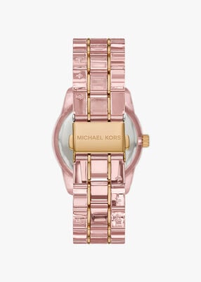 michael kors ritz pav  pink tone and acetate watch