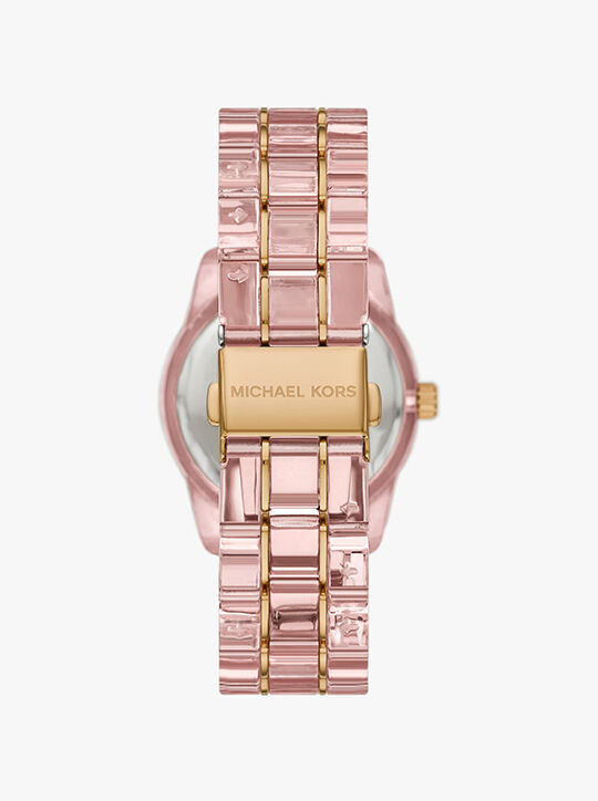ساعة ريتز بافيه باللون الوردي والأسيتات michael kors ساعة ريتز بافيه باللون الوردي والأسيتات