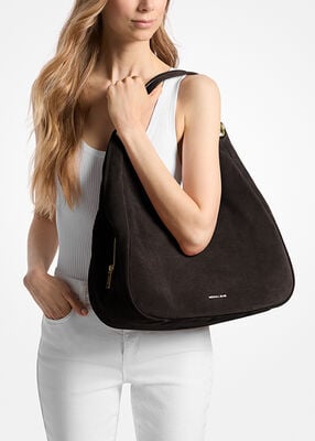 michael kors ellie large suede shoulder bag