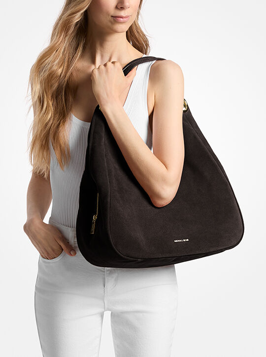 michael kors ellie large suede shoulder bag