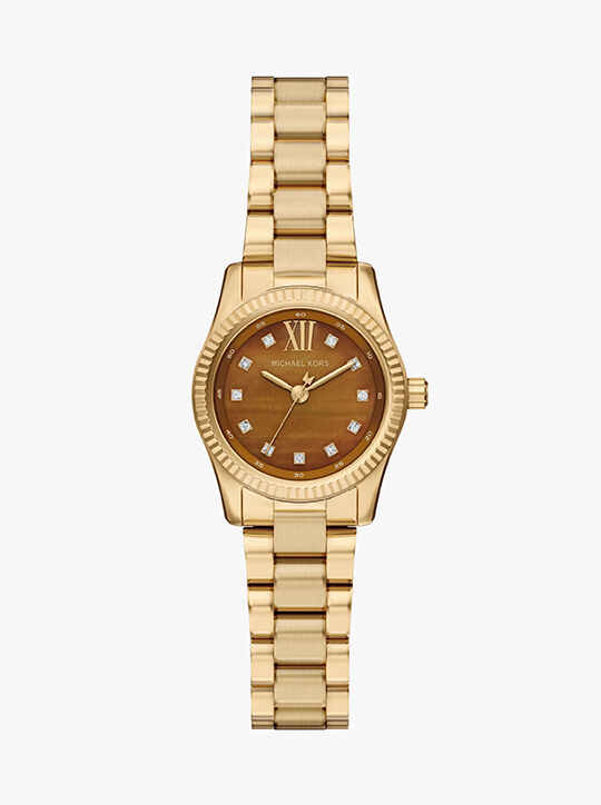 michael kors lexington three hand gold tone stainless steel watch