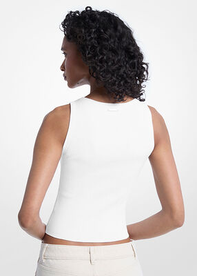 michael kors viscose blend knit cropped tank top