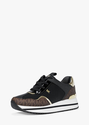 michael kors raina mixed media platform trainer