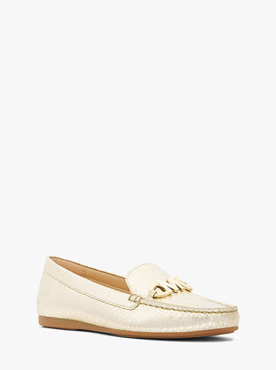 Reed Metallic Snake Embossed Faux Leather Loafer, PALE GOLD