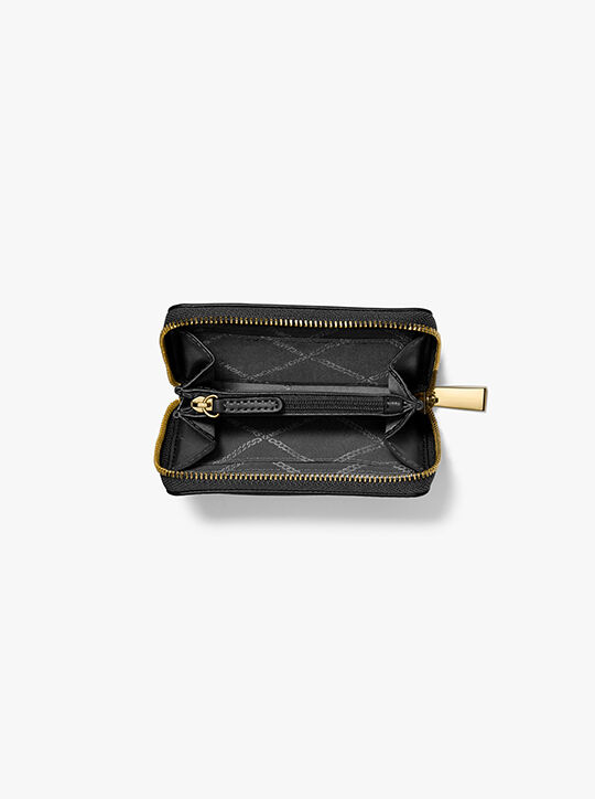 michael kors jet set small pebbled leather zip around card case