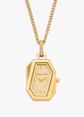 michael kors suri gold tone watch necklace