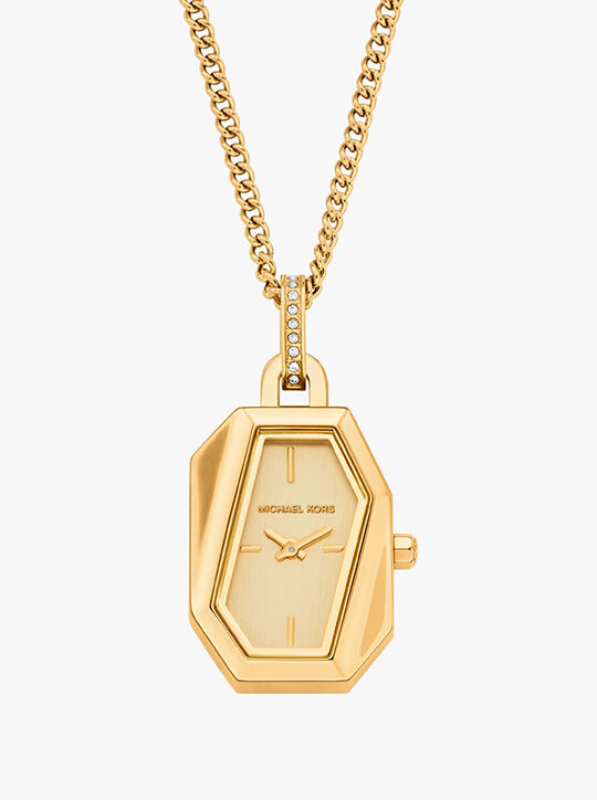 michael kors قلادة ساعة سوري مطلية بالذهب