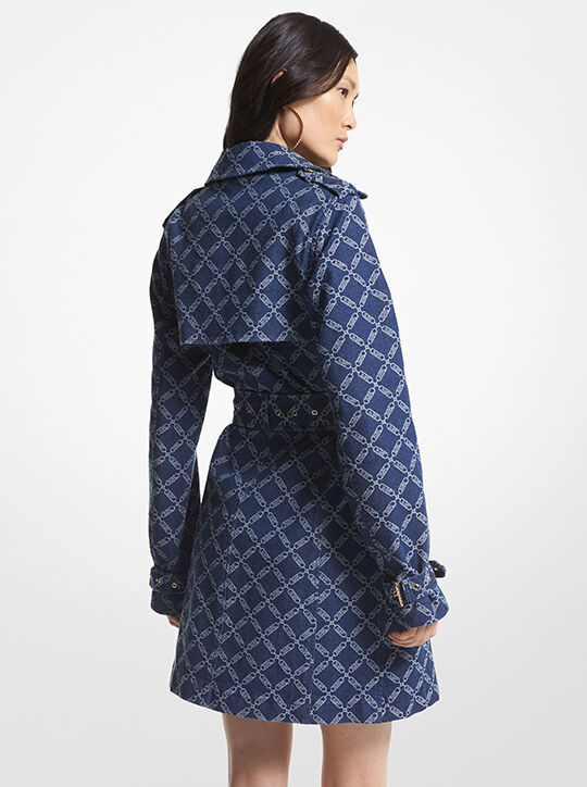 Empire Logo Jacquard Denim Trench Coat michael kors empire logo jacquard denim trench coat