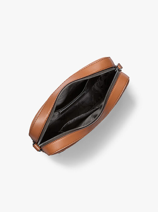 Jet Set Logo Embossed Leather Crossbody Bag michael kors jet set logo embossed leather crossbody bag
