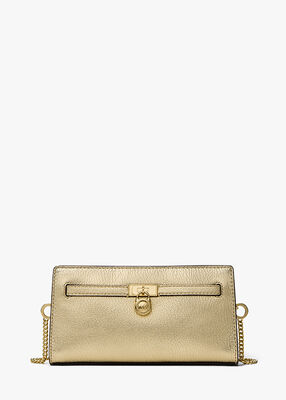 michael kors حقيبة كروس هاميلتون مودرن قابلة للتحويل، صغيرة جدًا، مصنوعة من الجلد المعدني