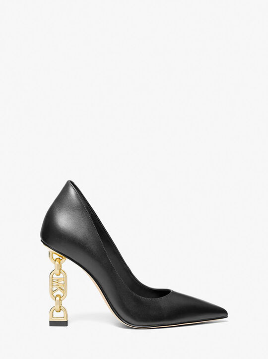 Tenley Empire Logo Embellished Leather Pump michael kors tenley empire logo embellished leather pump