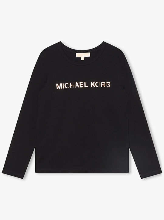 michael kors logo stretch cotton long sleeve t shirt