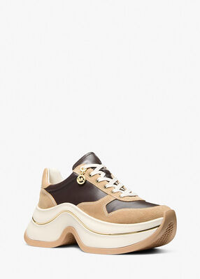 michael kors arla leather and suede trainer
