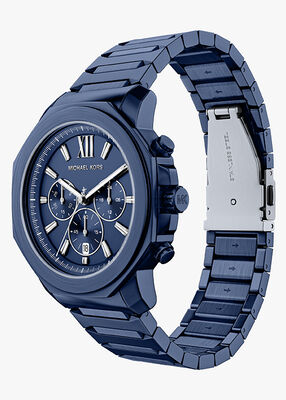 michael kors ساعة مايكل كورس بريسكوت كرونوغراف من الفولاذ المقاوم للصدأ الأزرق