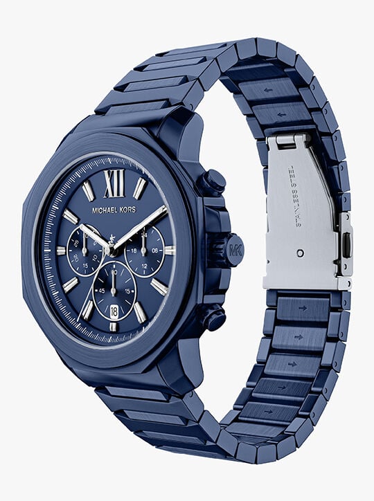michael kors prescott chronograph blue stainless steel watch