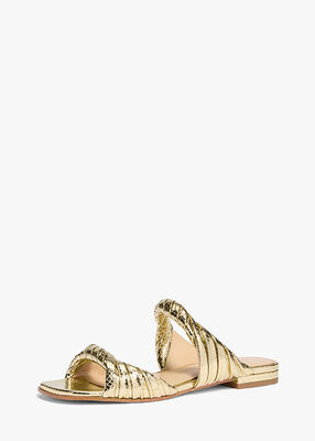michael kors صندل كيانا من الجلد المنقوش بنقشة جلد الثعبان المعدني