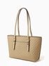 Quinn Medium Signature Logo and Leather Tote Bag michael kors quinn medium signature logo and leather tote bag