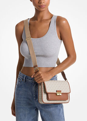 michael kors bradshaw medium signature logo messenger bag