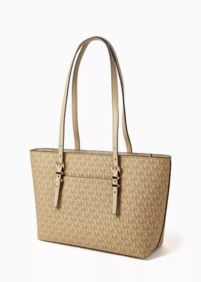 michael kors quinn medium signature logo and leather tote bag
