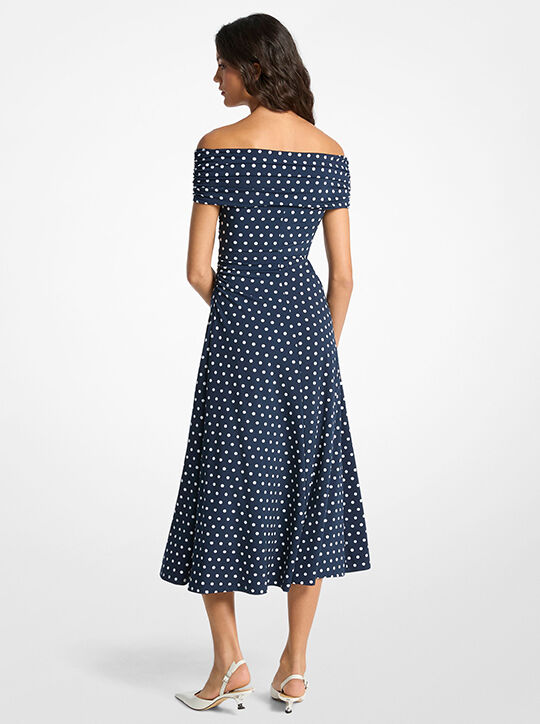 Polka Dot Stretch Matte-Jersey Dress michael kors polka dot stretch matte jersey dress