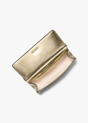 michael kors carmine medium metallic pebbled leather pochette