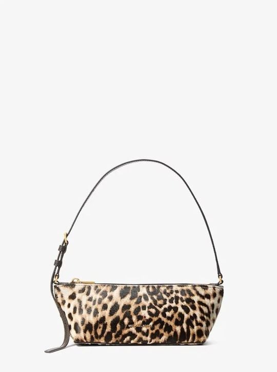 michael kors laila small leopard print calf hair pochette