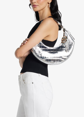 michael kors حقيبة كتف كوا متوسطة الحجم من جلد التمساح المنقوش