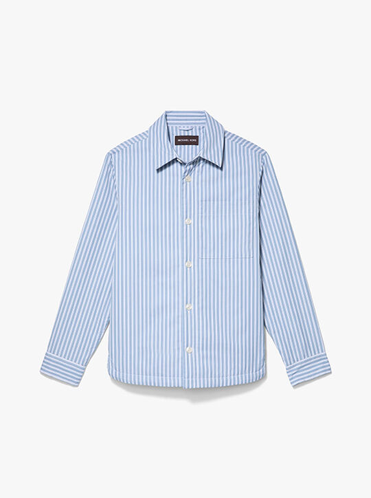 michael kors striped cotton poplin shirt jacket