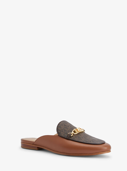 michael kors tiffanie signature logo and leather mule