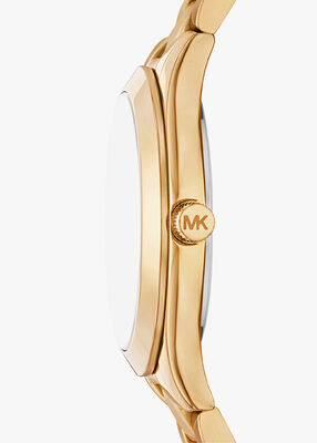 michael kors slim runway three hand gold tone watch gift set