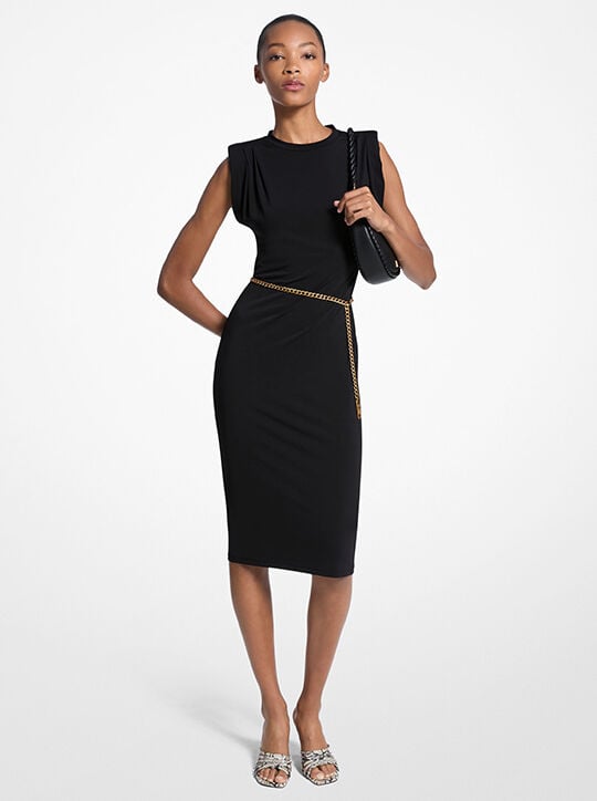 michael kors stretch matte jersey belted dress