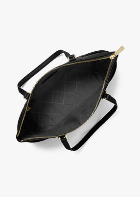 michael kors charlotte large saffiano leather top zip tote bag