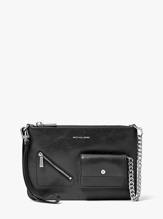 michael kors حقيبة يد جيت سيت جلدية كبيرة قابلة للتحويل بسحاب