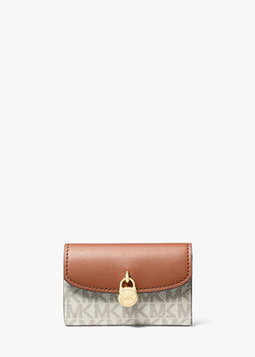 michael kors lyra extra small signature logo trifold wallet