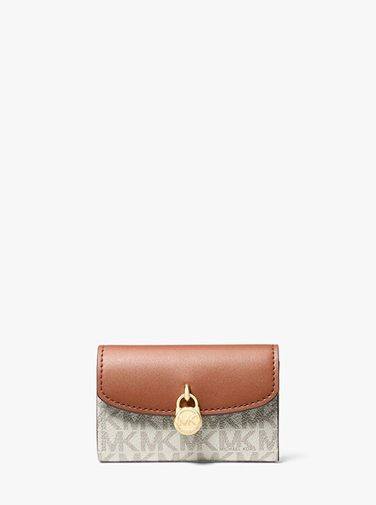 michael kors lyra extra small signature logo trifold wallet