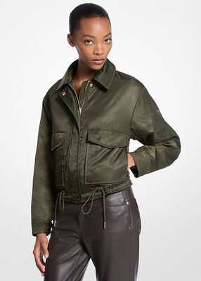 michael kors جاكيت بومبر قصيرة من النايلون قابلة للعكس