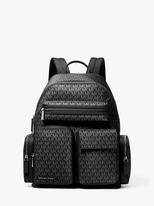 michael kors brooklyn medium printed signature logo cargo backpack