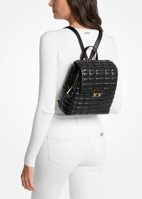 michael kors حقيبة ظهر تريبيكا الجلدية المبطنة الصغيرة