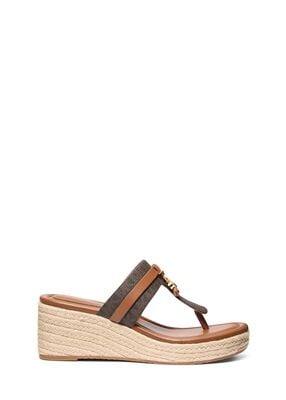 michael kors zoe signature logo wedge sandal