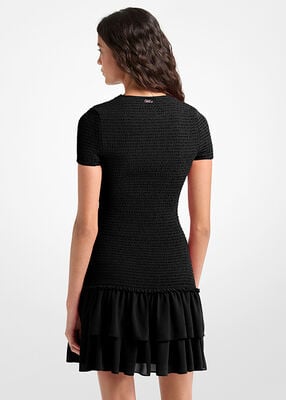 michael kors فستان قصير من قماش جورجيت مكشكش