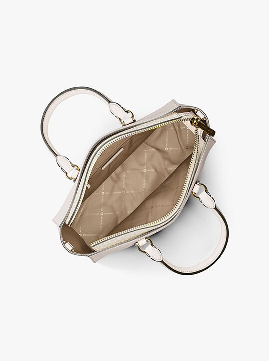 michael kors arden medium leather top zip satchel