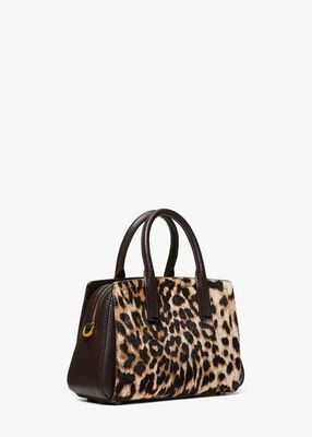 michael kors laila small leopard print calf hair satchel