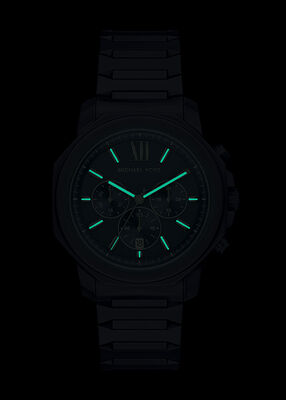 michael kors ساعة مايكل كورس بريسكوت كرونوغراف من الفولاذ المقاوم للصدأ الأزرق