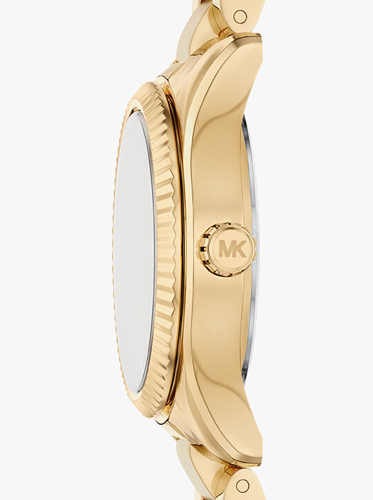 michael kors lexington three hand gold tone stainless steel watch