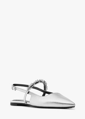 michael kors dina flex metallic leather slingback flat