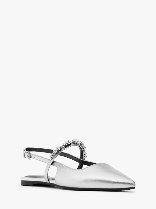 michael kors dina flex metallic leather slingback flat