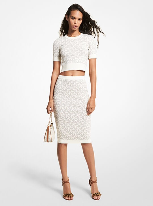 michael kors logo jacquard pencil skirt