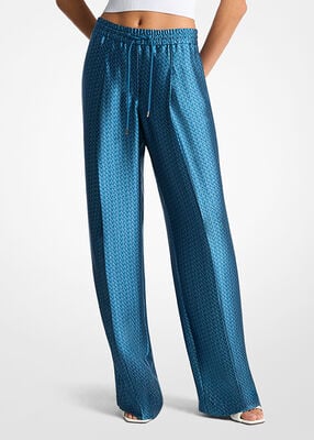 michael kors mk2000 logo jacquard satin track pants