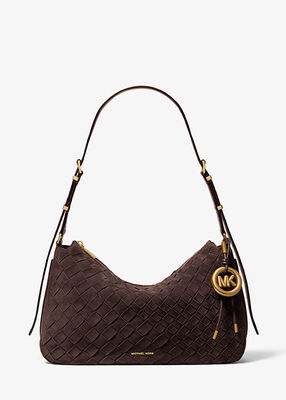 michael kors nolita medium hand woven suede shoulder bag