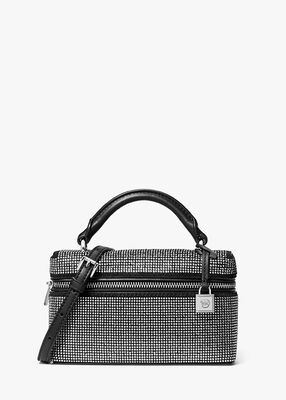 michael kors حقيبة جانا كروس بودي صغيرة جدًا ومزخرفة من جلد الغزال قابلة للتحويل